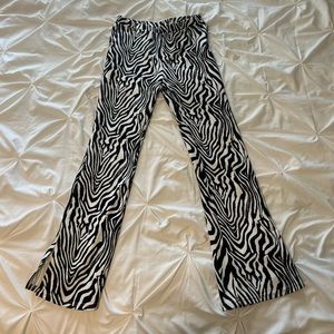 Zebra print stretchy flare pants